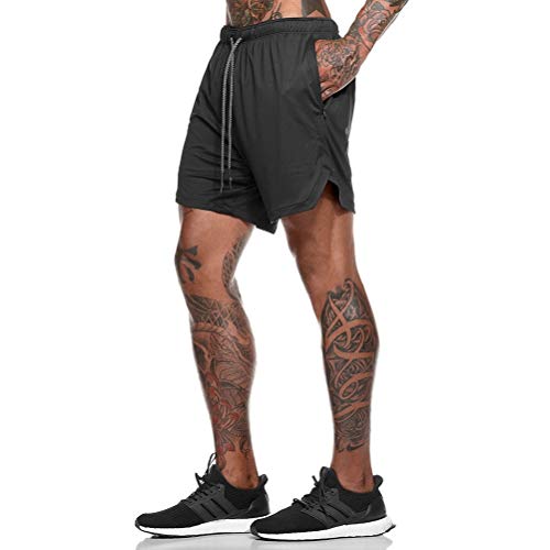1 Piece Double Layer Men Sports Shorts Portable Men Fitness Shorts with Phone Pocket for Sports, Running, Fitness