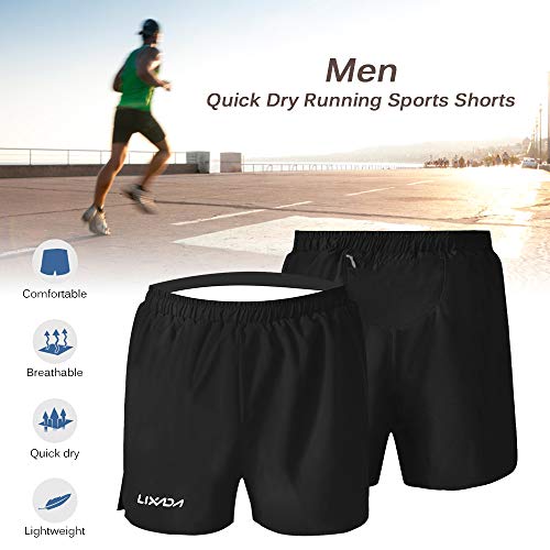 Lixada Men Running Shorts Quick Dry Gym Fitness Sports Beach Athletic Shorts with Built-in Liner