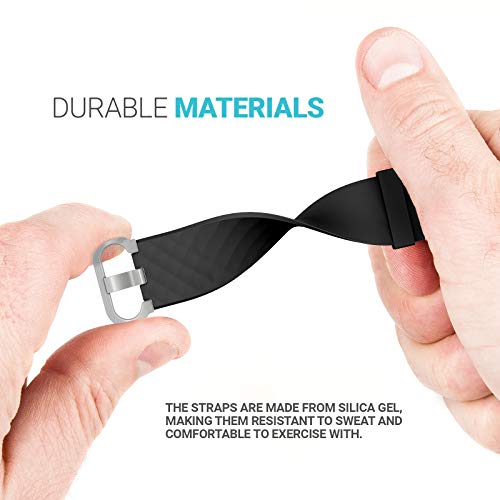 Yousave Accessories Compatible Strap For Fitbit Charge 3, Fitbit Charge 4, Silicone Fitbit Charge 3 Wristband, Sport Wrist Strap for the Fitbit Charge 3 and 4 - Small - Black