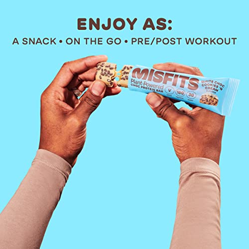 Misfits Vegan Protein Bar, Cookies & Cream, Plant Based Chocolate Protein Bar, High Protein, Low Sugar, Low Carb, Gluten Free, Dairy Free, 12 Pack