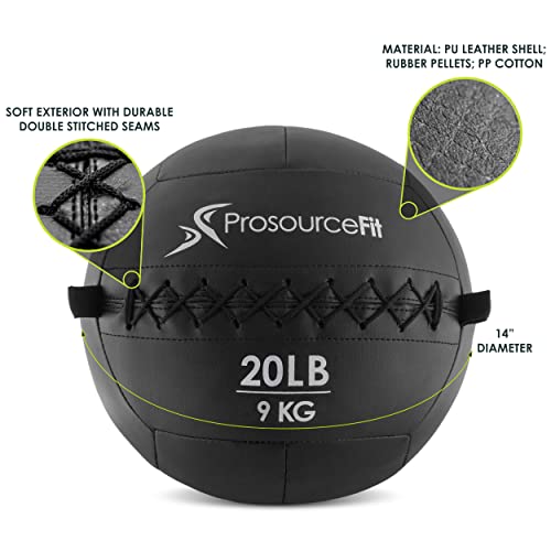 ProsourceFit Soft Medicine 20 Lb Ball for Full Body Exercises, Black