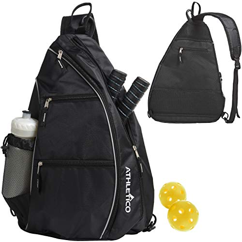 Athletico Sling Bag - Crossbody Backpack for Pickleball, Tennis, Racketball, and Travel for Men and Women (Black)