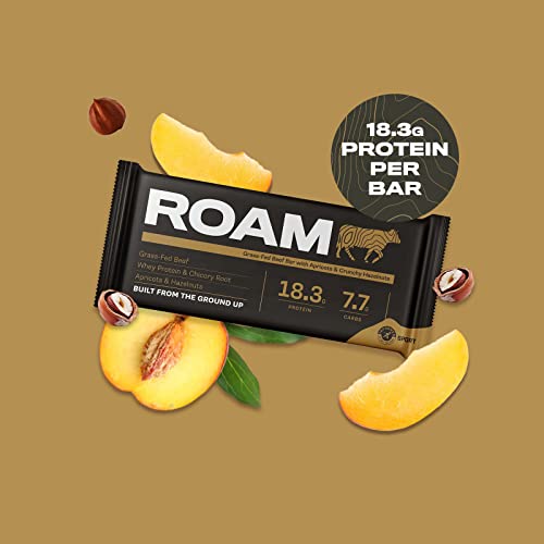 ROAM Natural Protein Bars | Meal Replacement Nutrition Bars | High Protein And Low Carb | Ideal For Healthy Diet (Apricot & Hazelnut, 12 Count (Pack of 1))