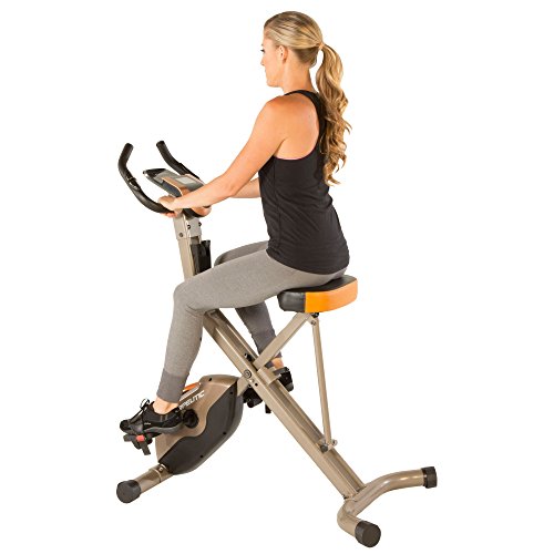 Exerpeutic Gold 575 XLS Bluetooth Smart Technology Folding Upright Exercise Bike with 181 kg Weight Capacity