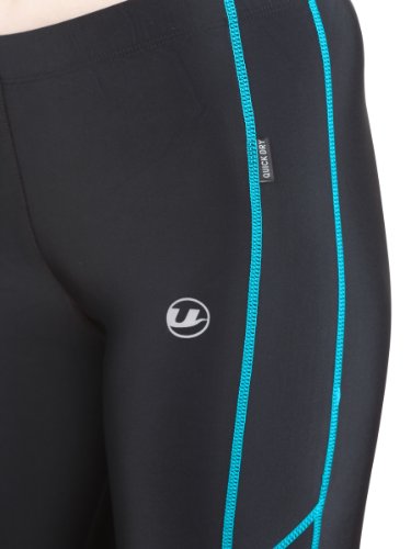 Ultrasport Women's Short Quick-Dry-Function Running Tights - Black/Turquoise, X-Large