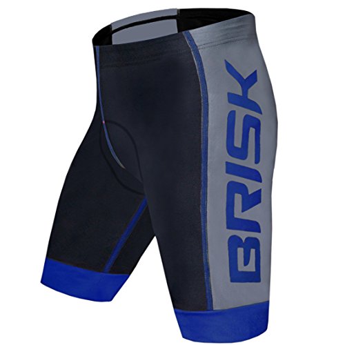 Brisk Bike Padded Compression Cycling Shorts (Black/Blue, Large)