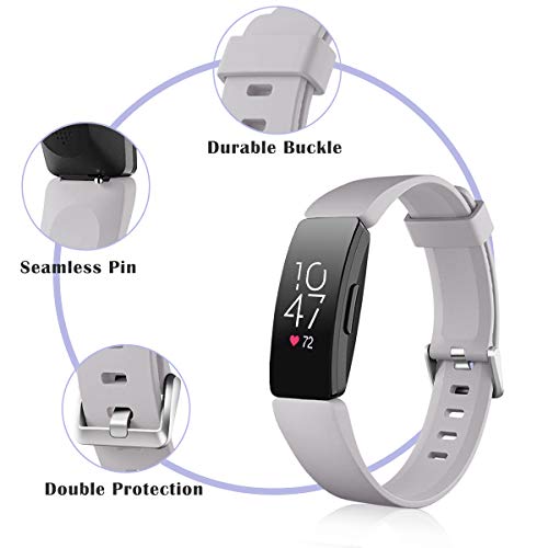 Vobafe 2 Pack Strap Compatible with Fitbit Inspire Strap/Inspire HR Strap, Soft Silicone Sport Replacement Wristband Compatible with Fitbit Inspire/Inspire HR/Inspire 2/Ace 2 Small Black/Grey
