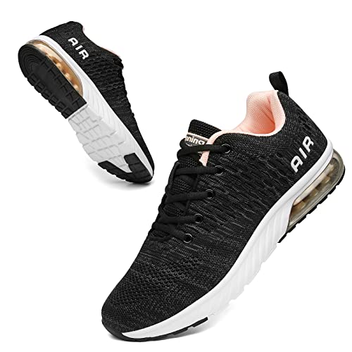 Women Men Running Shoes Sports Trainers Air Cushion Shock Absorbing Casual Walking Gym Jogging Fitness Athletic Sneakers, 7 UK 40 EU, Fa1 Greypink