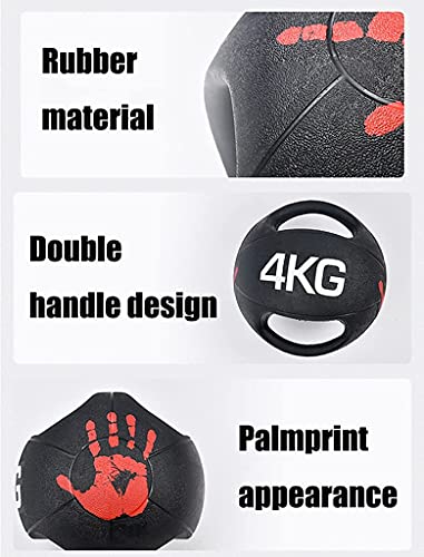 PLUY Wear-resistant Medicine Ball Double Grip Medicine Ball,Home/Gym Solid Rubber Ball,Exercise Core Muscles,3-10kg (Size :4kg)