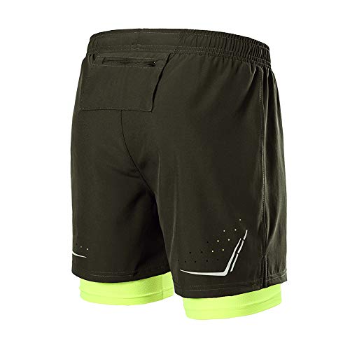 GITVIENAR Men's Running Shorts, 2-in-1 Sports Trousers with Zip Pockets, Quick-Drying Running Shorts, Breathable Compression Shorts, Training Shorts for Training, Running, Sports, Men, d, L