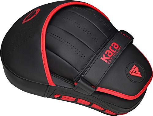 RDX Kids Boxing Pads and Gloves Set, Maya Hide Leather KARA Junior Hook and Jab Curved Focus Mitts Punching Gloves for MMA, Muay Thai, Kickboxing Coaching, Martial Arts, Hand Target Strike Shield