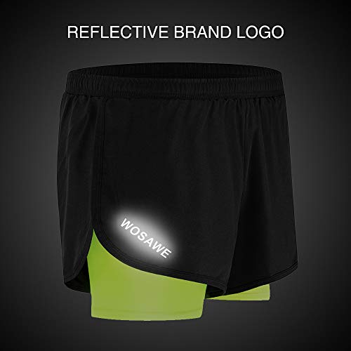 Lixada Mens Running Shorts 2-in-1 Quick Drying Breathable Cycling Shorts with Longer Liner for GymTraining Exercise Jogging