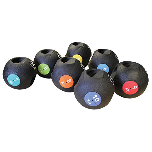 Fitness Mad Double Grip Medicine Ball | 7 Weights Available 4KG-10KG | Heavy Duty, Durable | Dual Handle | Functional Strength Training, Home Workouts, Fitness, Calisthenics and More