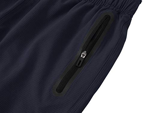 AIRIKE Mens Sports Shorts Lightweight Running Workout Gym Athletic Shorts Zipper Pockets (Black,Grey) Size S