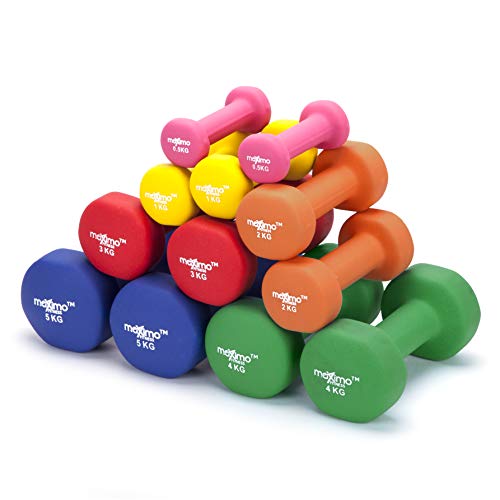 Neoprene Dumbbell Weights (Sold as One Pair) - 0.5kg, 1kg, 2kg, 3kg, 4kg, 5kg - Perfect Hand Weights for Strength Building, Muscle Toning, Home Gym and Rehabilitation. (Green - 4kg x 2)