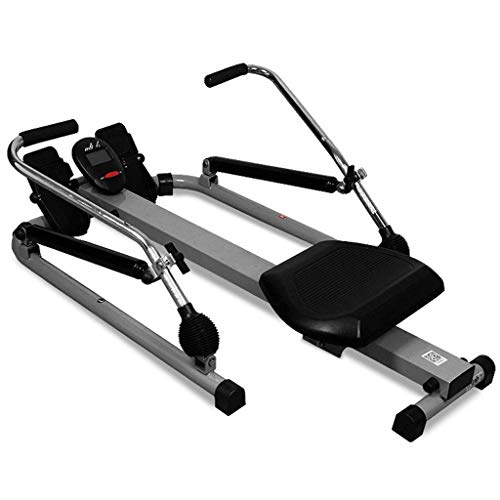 AMZOPDGS Foldable Rowing Machines Rowing Machine for Home Use, Foldable Adjustable Resistance Hydraulic Rower, Smooth Riding, Track Your Progress, Black Silver Colour