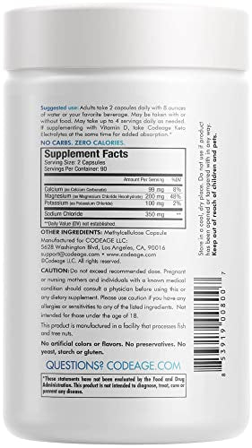 Keto Electrolytes Supplement – Vegan Electrolyte Tablets w Magnesium, Potassium, Calcium & Salt - Electrolyte Powder Salt Pills & Drink Hydration Supplements – Non-GMO, Keto Diet -180 Capsules