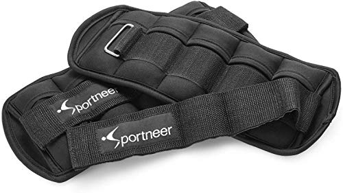 Sportneer Adjustable Ankle Weights Set, Ankle Wrist Weight Straps, 0.45Kg to 3.15Kg, 2 Pack, Black