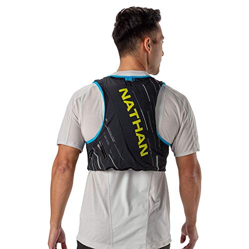 Nathan Pinnacle 4L Hydration Pack/Running Vest - 4L Capacity with Twin 20 oz Soft Flasks Bottles. Hydration Backpack for Running Hiking. Men/Women/Unisex (Men's (Unisex) - Black/Lime, L)