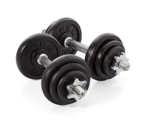 York Fitness Cast Chrome Dumbbell Spinlock - Adjustable Dumbbell Free Weights Set Perfect Hand Weights for Bodybuilding Weightlifting Barbell Weights Home Gym Equipment (Pack of 2) - Black, 20kg