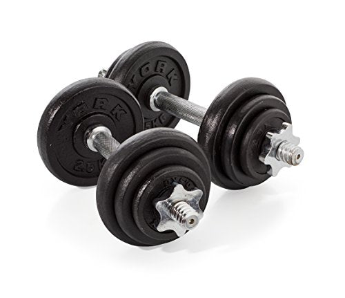 York Fitness Cast Chrome Dumbbell Spinlock - Adjustable Dumbbell Free Weights Set Perfect Hand Weights for Bodybuilding Weightlifting Barbell Weights Home Gym Equipment (Pack of 2) - Black, 20kg - Gym Store