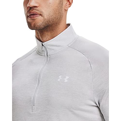 Under Armour Men's Tech 2.0 1/2 Versatile Warm Up Top for Men Light and Breathable Zip Up Top Working Out, Halo Gray/White, M UK