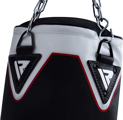 RDX Punch Bag for Boxing Training, 4ft 5ft Filled Heavy Bag Set with Punching Gloves, Chain, Wall Bracket,17pc for Grappling, MMA, Kickboxing, Muay Thai, Karate, BJJ,Taekwondo (Black, 5ft)