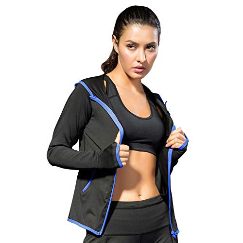 Running Jackets Women Breathable Zip Up Ladies Hoodies with Zip Pockets Warm Long Sleeve Gym Tops for Women Yoga Workout Walking Casual Sports Jacket High Wicking Quick Dry Sillictor 8003 Blue M