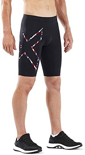2XU Mens Run Compression Shorts - Black/Outline Union Jack - L
