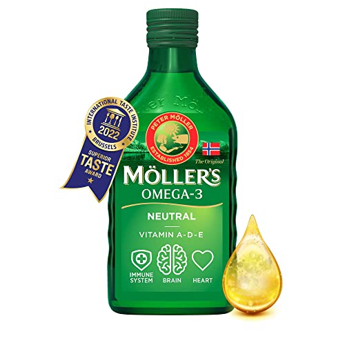 Moller’s ® | Omega 3 Cod Liver Oil | Omega-3 Dietary Supplements with EPA, DHA, Vitamin A, D and E | Superior Taste Award | Pure & Natural cod Liver Oil | 166 Year Old Brand | Neutral | 250 ml