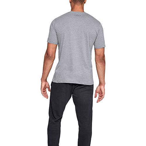 Under Armour UA BOXED SPORTSTYLE Short Sleeve, Stylish and Comfortable T Shirt for Men, Breathable Gym and Fitness Clothing Men ,Grey (Steel Light Heather/Graphite/Black (035)) ,Large