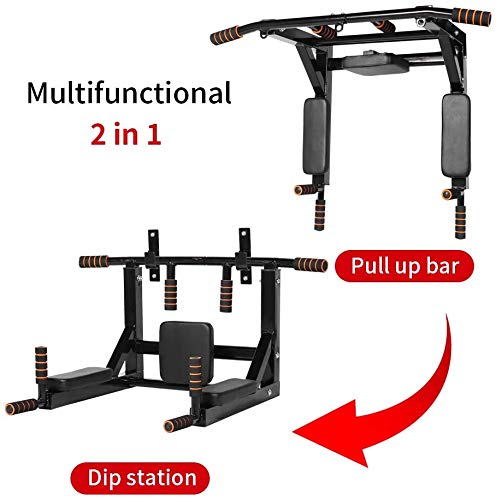 ANTOPY Pull Up Bar Wall Mounted Chin Up and Dip Bar 2 in 1 Multifunctional Home Gym Equipment Workout Dip Station Heaby Duty for Strength Training Supports to 440lbs