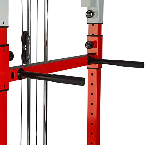 TecTake Fitness Power Station | 2 solid safety bars | Double pull-up bar | Add-on dip bars