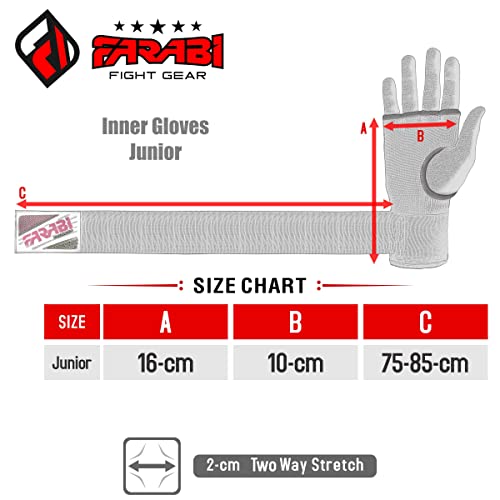 Farabi Kids Junior Inner Hand Wraps Gloves Easy Gel Padded Boxing Wraps with Wrist Wraps Pair (Back)