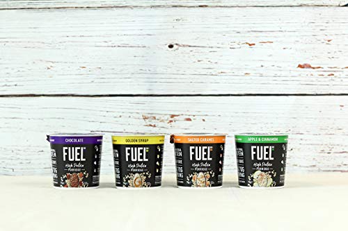 FUEL10K Porridge Pots, Salted Caramel - 8x70g - High Protein On The Go Breakfast