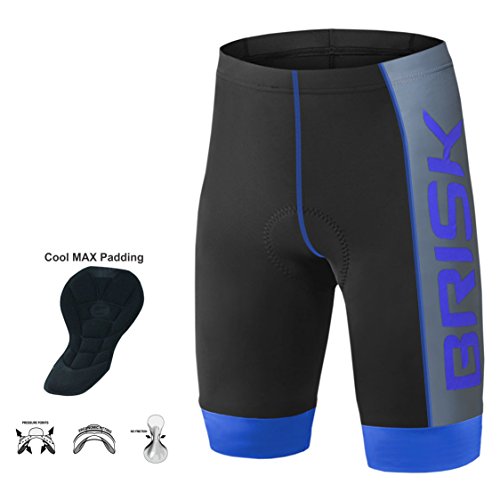 Brisk Bike Padded Compression Cycling Shorts (Black/Blue, Large)