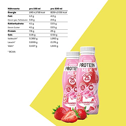 Maximuscle Protein Milk RTD Shake, 330 ml, Strawberry, Pack of 6
