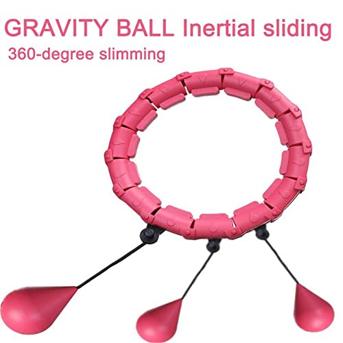 Pterygoid Weighted Hula Hoop, Smart Hula Hoop with Ball, 24 Detachable Knots Auto-Spinning Fitness Weight Loss Massage for Adults and Kids Exercising, Pink - Gym Store