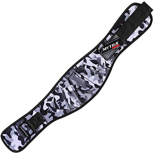 Mytra Fusion Ultra Sleek Camo Fitness Weight Lifting Belt Neoprene Mesh (Camo Grey, X-Small)