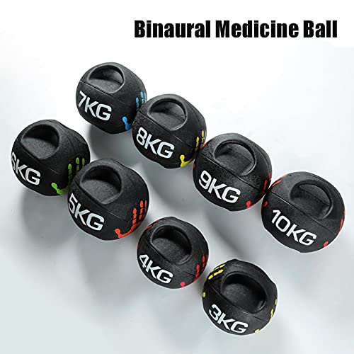 Medicine Ball Double Handle Fitness Ball, Male And Female Core Strength Training Aerobics Rubber Ball, 3kg/4kg/5kg/6kg/7kg/8kg/9kg/10kg (Size : 3kg/6.6lbs)