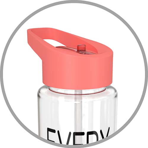 Be-Active Motivational Water Bottle with Straw – With Time Markings - Times to Drink – Tracker - BPA Free (Coral)