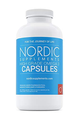 Nordic Supplements High Strength Pharmaceutical Grade Omega 3 Fish Oil Capsules, 1000 mg, Pot of 365 Capsules