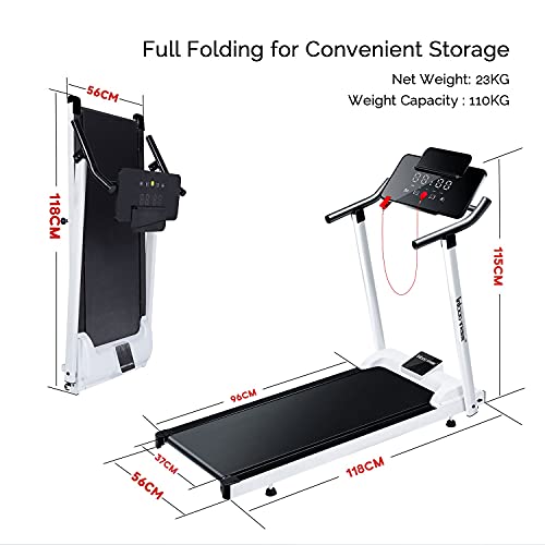 Foldable Treadmills for Home Electric Folding Treadmill,WOOD TREE Running Machine for exercise,3.5HP Portable Handrail Incline Fitness Treadmill with 12 programs for Home Office Gym