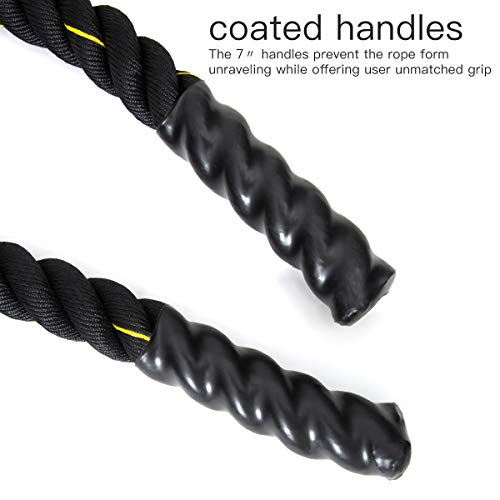 BigTree 38mmx9m Professional Battle Rope Exercise Workout Fitness Ropes Black Muscle Abdominal Heavy Sports Training Jump Rope Home Outdoor for Men Women Anchor Included