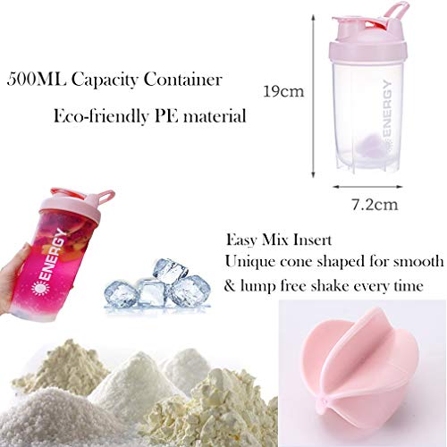 Protein Shaker Cup Sports Supplements Shakers with Mixer Ball Fitness Milkshake Portable Workout Water Cup 500 ml-Purple