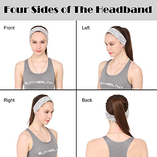 Folora 6Pcs Stretchy Elastic Black Headbands, Cotton Sports Hairband for Women Girls, Suitable for Yoga, Pilates, Running, Cycling