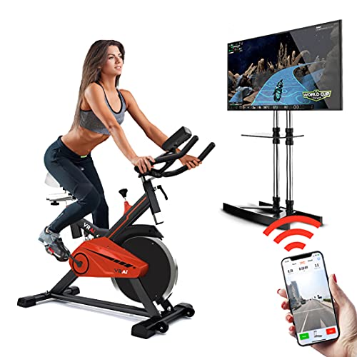 VRAi Fitness SB1000X Bluetooth Smart Exercise Bike | Kinomap, Smartphone Sport App Zwift Spin Bike | Live Video Streaming, Coaching & Training-Heavy Flywheel Gym Equipment for Home