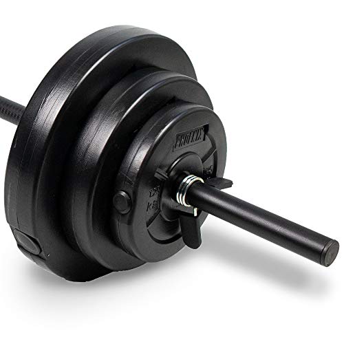 Phoenix Fitness 20kg Barbell Weight Set for Home Gym Fitness and Strength Training - Vinyl Adjustable Barbell Knurled Bar