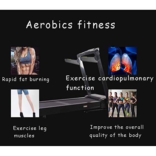 Kexia Electric Treadmill, Folding Mute, Black Steel Non-Slip Running Shock Absorbing Spring Multi-Function Display, for Aerobics Fitness