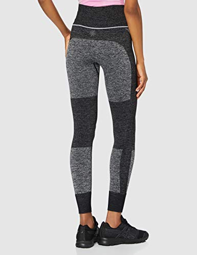 Amazon Brand - AURIQUE Women's Seamless Colour Block Sports Leggings, Black, 12, Label:M